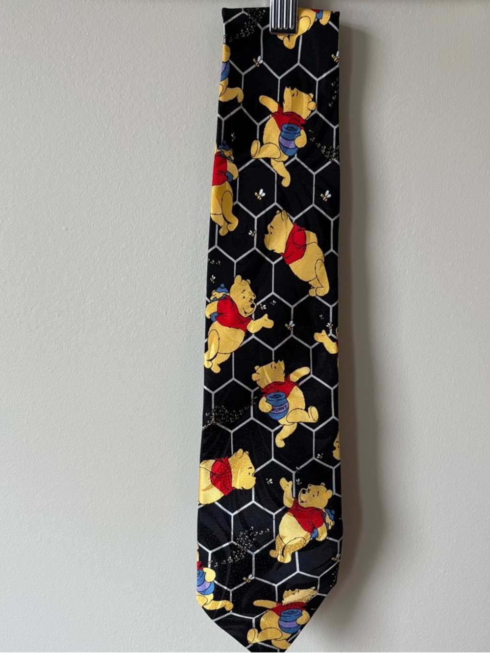 Disney Winnie the Pooh Black Patterned Men's 100% Silk Tie